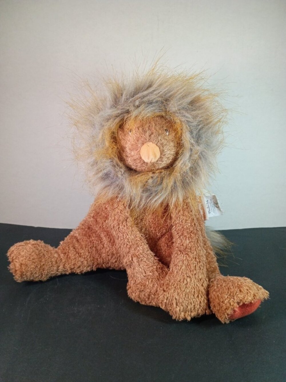 Rare Moulin Roty Le Roly Moulin Bazar Lion Soft Plush Beanie Toy Brown 13"